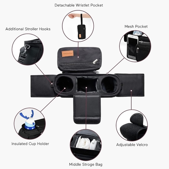 COPY - Momcozy Universal stroller organizer/Caddy with Insulated Cup Holder - Picture 2 of 9